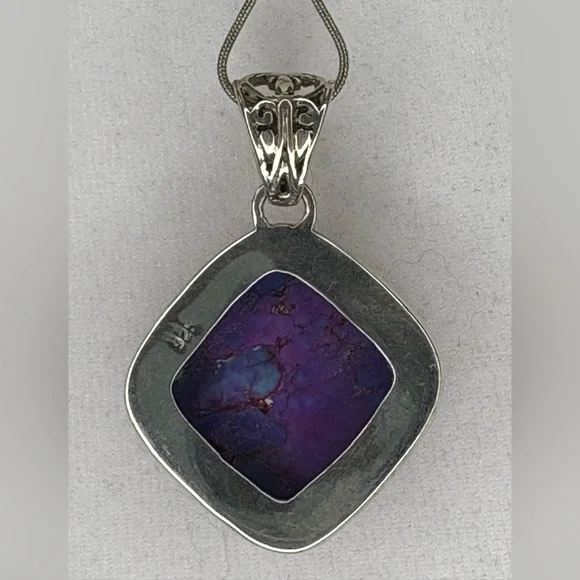 Sterling Silver & Charoite Stone Pendant - Picture 2 of 4